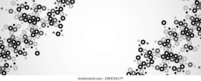 Halbton abstrakter Hintergrund von hohlen Punkten. Mosaik-Textur von zufälligen Teilchen. Chaotisches Ornament. Lineares Muster. Design von Banner, Poster auf Website, Rahmen für soziale Netzwerke. Vektorillustration