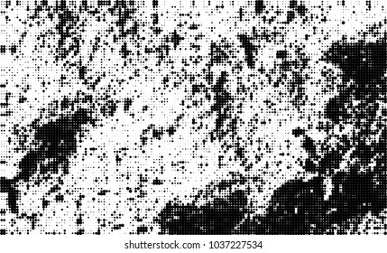 Halftone abstract background. The monochrome texture of dots of ink. Grunge pattern for printing and creating design