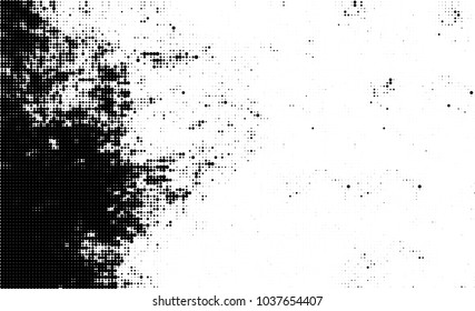 Halftone abstract background. The monochrome texture of dots of ink. Grunge pattern for printing and creating design