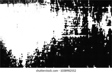Halftone abstract background. The monochrome texture of dots of ink. Grunge pattern for printing and creating design