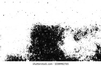 Halftone abstract background. The monochrome texture of dots of ink. Grunge pattern for printing and creating design