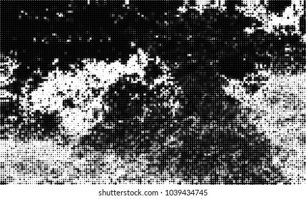 Halftone abstract background. The monochrome texture of dots of ink. Grunge pattern for printing and creating design