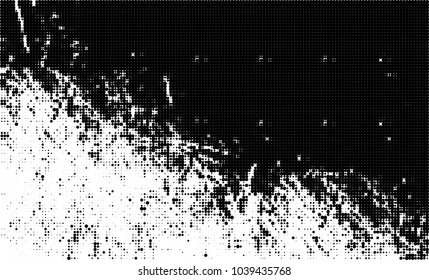 Halftone abstract background. The monochrome texture of dots of ink. Grunge pattern for printing and creating design