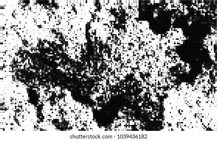 Halftone abstract background. The monochrome texture of dots of ink. Grunge pattern for printing and creating design