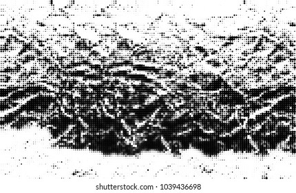 Halftone abstract background. The monochrome texture of dots of ink. Grunge pattern for printing and creating design