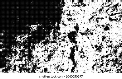 Halftone abstract background. The monochrome texture of dots of ink. Grunge pattern for printing and creating design