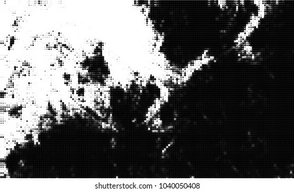 Halftone abstract background. The monochrome texture of dots of ink. Grunge pattern for printing and creating design