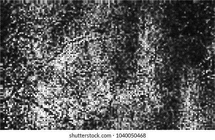 Halftone abstract background. The monochrome texture of dots of ink. Grunge pattern for printing and creating design