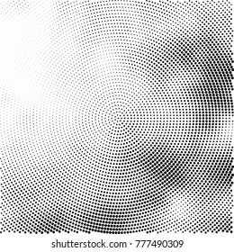Halftone abstract background. Radial grunge pattern with spots of ink. Monochrome vector texture for print on business cards, labels, posters, stickers