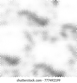 Halftone abstract background. Radial grunge pattern with spots of ink. Monochrome vector texture for print on business cards, labels, posters, stickers