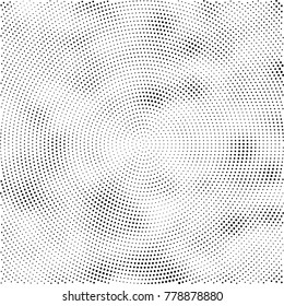 Halftone abstract background. Radial grunge pattern with spots of ink. Monochrome vector texture for print on business cards, labels, posters, stickers