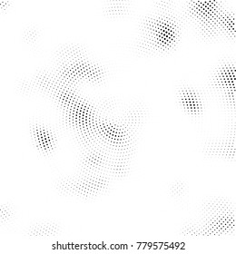Halftone abstract background. Radial grunge pattern with spots of ink. Monochrome vector texture for print on business cards, labels, posters, stickers