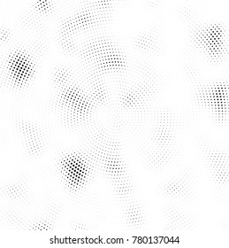 Halftone abstract background. Radial grunge pattern with spots of ink. Monochrome vector texture for print on business cards, labels, posters, stickers