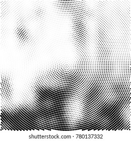 Halftone abstract background. Radial grunge pattern with spots of ink. Monochrome vector texture for print on business cards, labels, posters, stickers