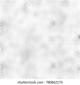 Halftone abstract background. Radial grunge pattern with spots of ink. Monochrome vector texture for print on business cards, labels, posters, stickers