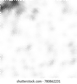 Halftone abstract background. Radial grunge pattern with spots of ink. Monochrome vector texture for print on business cards, labels, posters, stickers