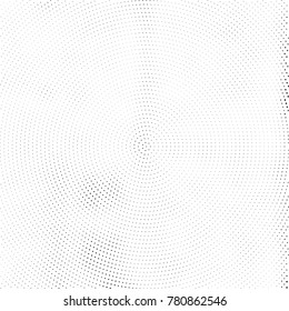 Halftone abstract background. Radial grunge pattern with spots of ink. Monochrome vector texture for print on business cards, labels, posters, stickers