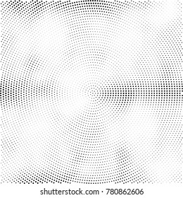 Halftone abstract background. Radial grunge pattern with spots of ink. Monochrome vector texture for print on business cards, labels, posters, stickers