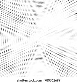 Halftone abstract background. Radial grunge pattern with spots of ink. Monochrome vector texture for print on business cards, labels, posters, stickers