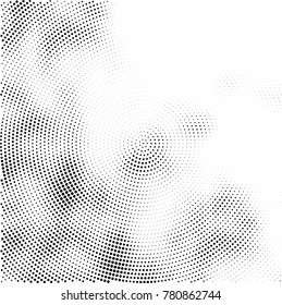 Halftone abstract background. Radial grunge pattern with spots of ink. Monochrome vector texture for print on business cards, labels, posters, stickers