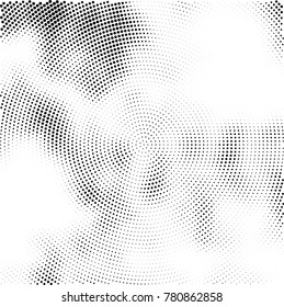 Halftone abstract background. Radial grunge pattern with spots of ink. Monochrome vector texture for print on business cards, labels, posters, stickers