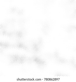 Halftone abstract background. Radial grunge pattern with spots of ink. Monochrome vector texture for print on business cards, labels, posters, stickers