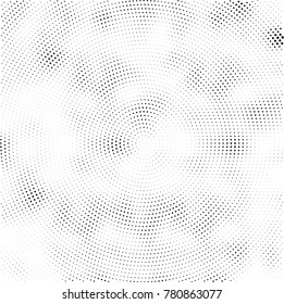 Halftone abstract background. Radial grunge pattern with spots of ink. Monochrome vector texture for print on business cards, labels, posters, stickers