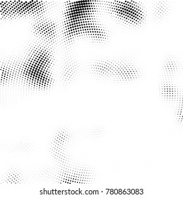 Halftone abstract background. Radial grunge pattern with spots of ink. Monochrome vector texture for print on business cards, labels, posters, stickers