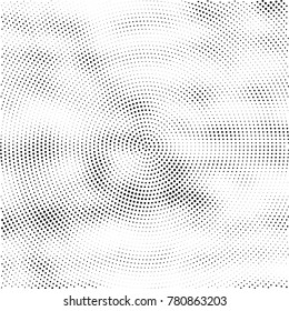 Halftone abstract background. Radial grunge pattern with spots of ink. Monochrome vector texture for print on business cards, labels, posters, stickers