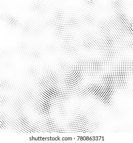 Halftone abstract background. Radial grunge pattern with spots of ink. Monochrome vector texture for print on business cards, labels, posters, stickers