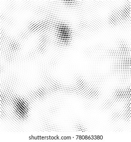 Halftone abstract background. Radial grunge pattern with spots of ink. Monochrome vector texture for print on business cards, labels, posters, stickers