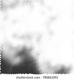 Halftone abstract background. Radial grunge pattern with spots of ink. Monochrome vector texture for print on business cards, labels, posters, stickers