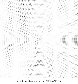 Halftone abstract background. Radial grunge pattern with spots of ink. Monochrome vector texture for print on business cards, labels, posters, stickers