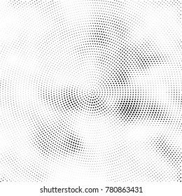 Halftone abstract background. Radial grunge pattern with spots of ink. Monochrome vector texture for print on business cards, labels, posters, stickers