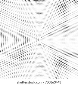 Halftone abstract background. Radial grunge pattern with spots of ink. Monochrome vector texture for print on business cards, labels, posters, stickers