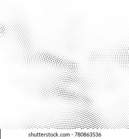 Halftone abstract background. Radial grunge pattern with spots of ink. Monochrome vector texture for print on business cards, labels, posters, stickers