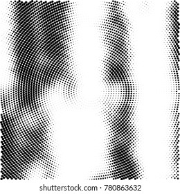 Halftone abstract background. Radial grunge pattern with spots of ink. Monochrome vector texture for print on business cards, labels, posters, stickers