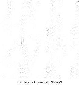 Halftone abstract background. Radial grunge pattern with spots of ink. Monochrome vector texture for print on business cards, labels, posters, stickers