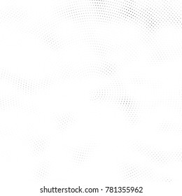 Halftone abstract background. Radial grunge pattern with spots of ink. Monochrome vector texture for print on business cards, labels, posters, stickers