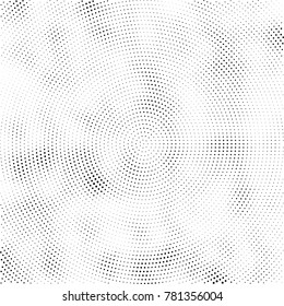 Halftone abstract background. Radial grunge pattern with spots of ink. Monochrome vector texture for print on business cards, labels, posters, stickers