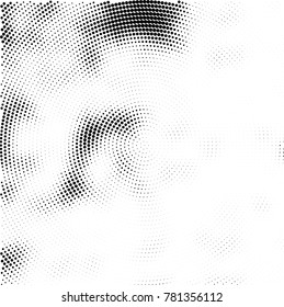 Halftone abstract background. Radial grunge pattern with spots of ink. Monochrome vector texture for print on business cards, labels, posters, stickers