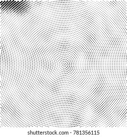 Halftone abstract background. Radial grunge pattern with spots of ink. Monochrome vector texture for print on business cards, labels, posters, stickers