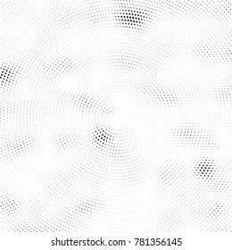 Halftone abstract background. Radial grunge pattern with spots of ink. Monochrome vector texture for print on business cards, labels, posters, stickers
