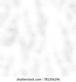 Halftone abstract background. Radial grunge pattern with spots of ink. Monochrome vector texture for print on business cards, labels, posters, stickers