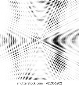 Halftone abstract background. Radial grunge pattern with spots of ink. Monochrome vector texture for print on business cards, labels, posters, stickers