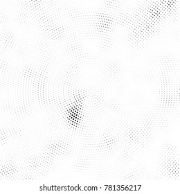 Halftone abstract background. Radial grunge pattern with spots of ink. Monochrome vector texture for print on business cards, labels, posters, stickers