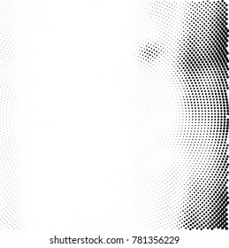 Halftone abstract background. Radial grunge pattern with spots of ink. Monochrome vector texture for print on business cards, labels, posters, stickers