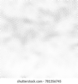 Halftone abstract background. Radial grunge pattern with spots of ink. Monochrome vector texture for print on business cards, labels, posters, stickers