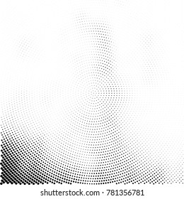 Halftone abstract background. Radial grunge pattern with spots of ink. Monochrome vector texture for print on business cards, labels, posters, stickers