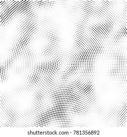 Halftone abstract background. Radial grunge pattern with spots of ink. Monochrome vector texture for print on business cards, labels, posters, stickers